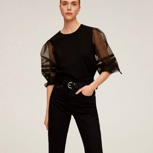 MANGO organza long sleeve top